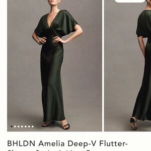 BHLDN Elegant Gown in Dark Green